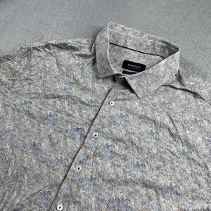 Bugatchi Men's Sz 3XL Geometric Button Up SS Shirt 8 Way Stretch OoohCotton Tech